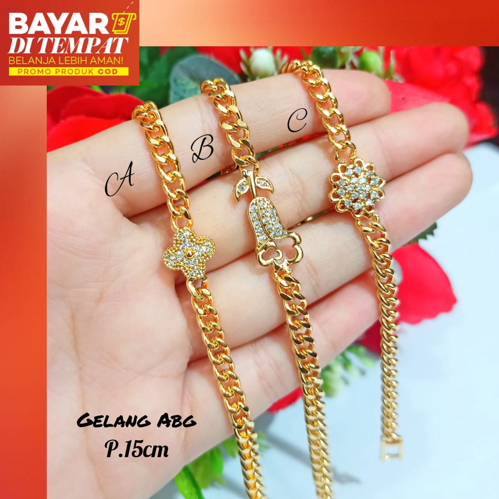 Gelang Wanita Rantai Plat Permata Motif Bunga Edelweis Berkualitas Anti Karat