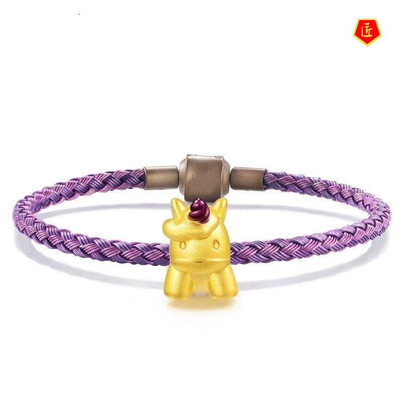 [Ready Stock]Cute Gold Unicorn Lucky Beads Bracelet