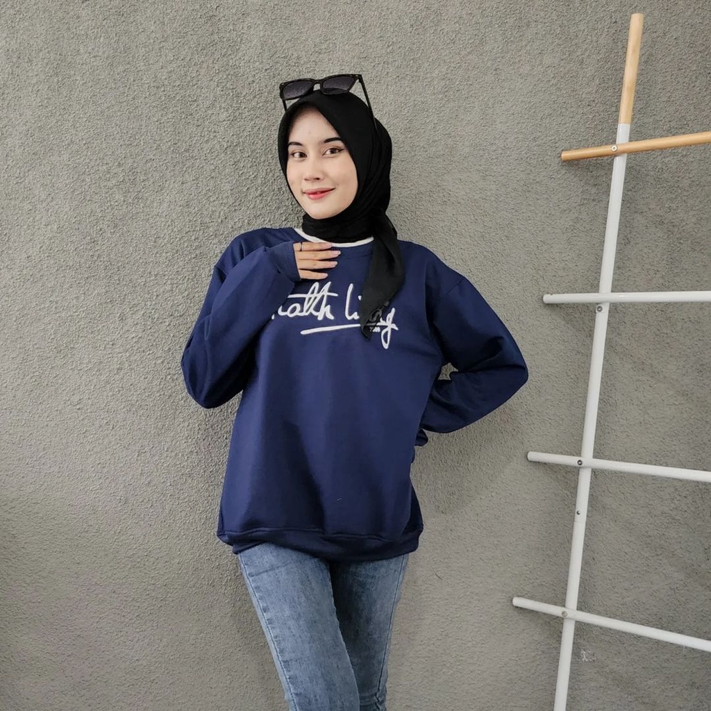 MR KACAMATA Oversize Sweater Crewneck Oblong Bahan Fleece | Unisex Sweater Terbaru Fashion Terkini Korean Style