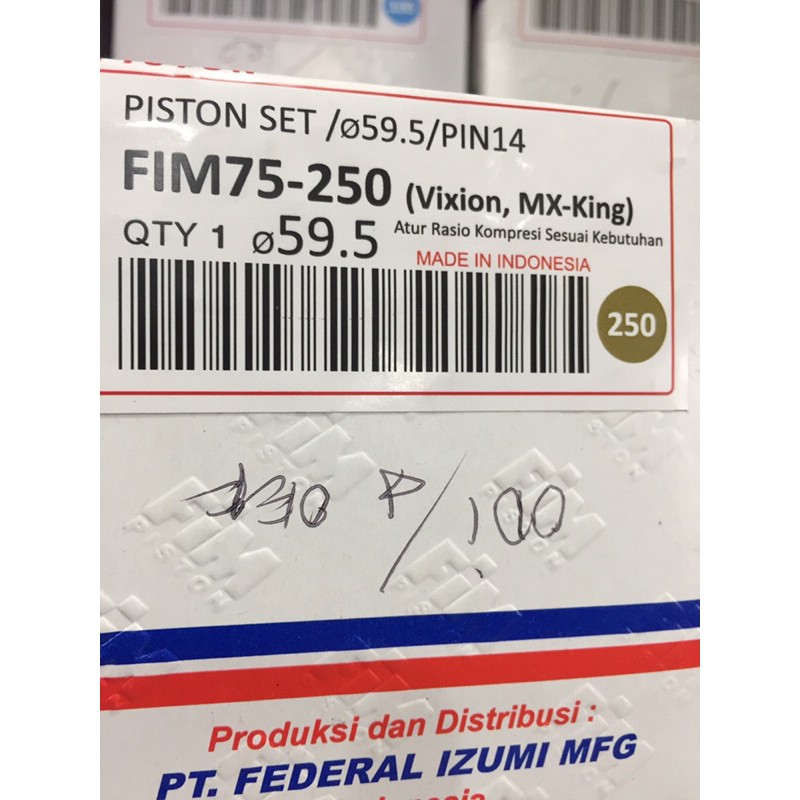 Piston seher vixion mx king mx lama fim jenong 57 - 60 mm pin 14-59.5mm