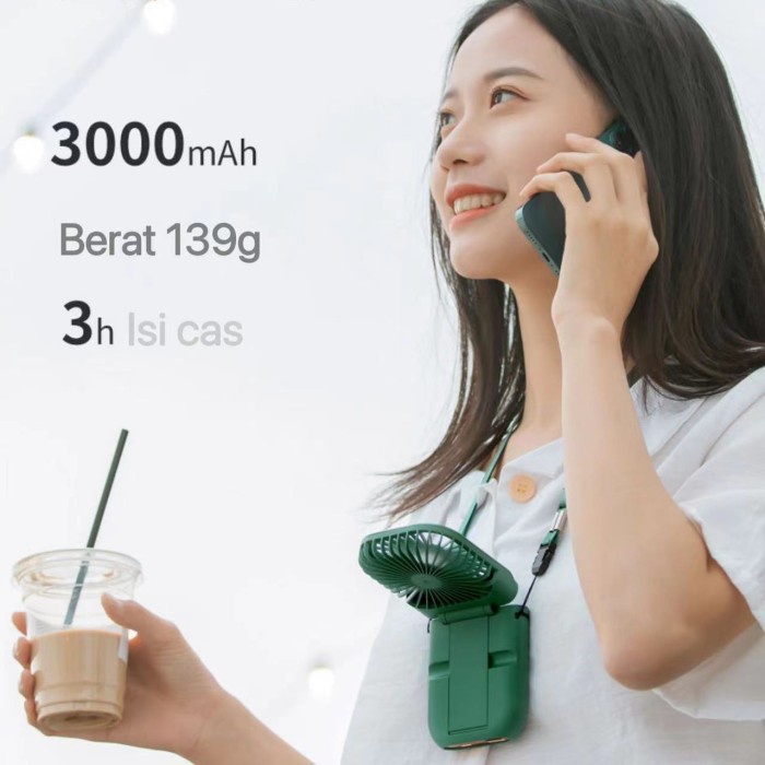 kipas Angin Mini / kipas powerbank/kipas angin powerbank handphone  / kipas portable mini / kipas angin / kipas angin 3000 mh / kipas mini portable / kipas powerbank /  Kipas Angin Portable Mini Bisa di Gantung Multifungsi + Powerbank 3000mAh + Strap Mask