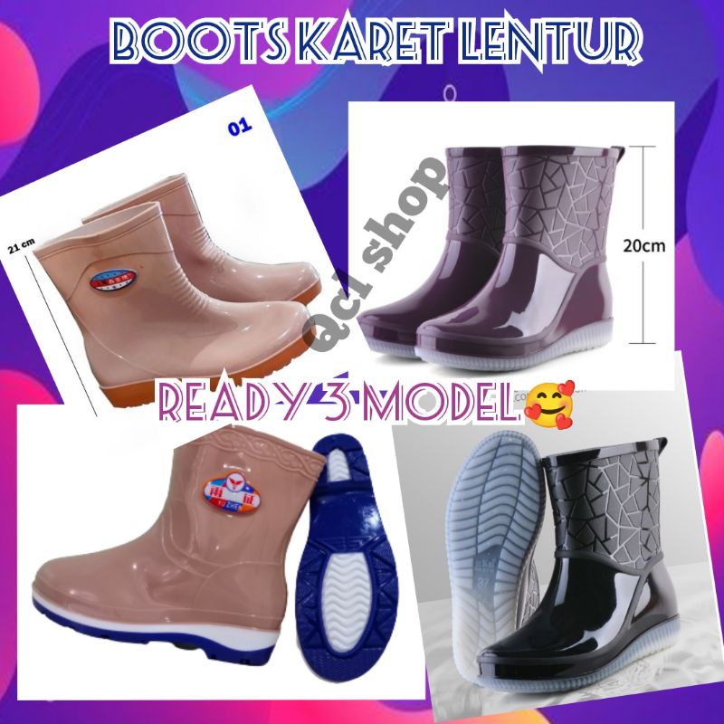 Sepatu Boots Anti Air / Slip Round Toe untuk Wanita Sepatu Bots wanita 21cm