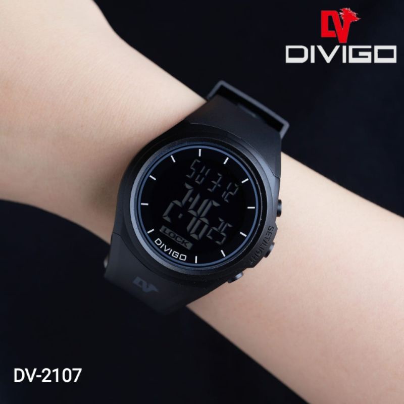 (Grosir)Jam Tangan Pria Divigo Dv2107 Digital Anti Air Strap Rubber(Terima Cod)