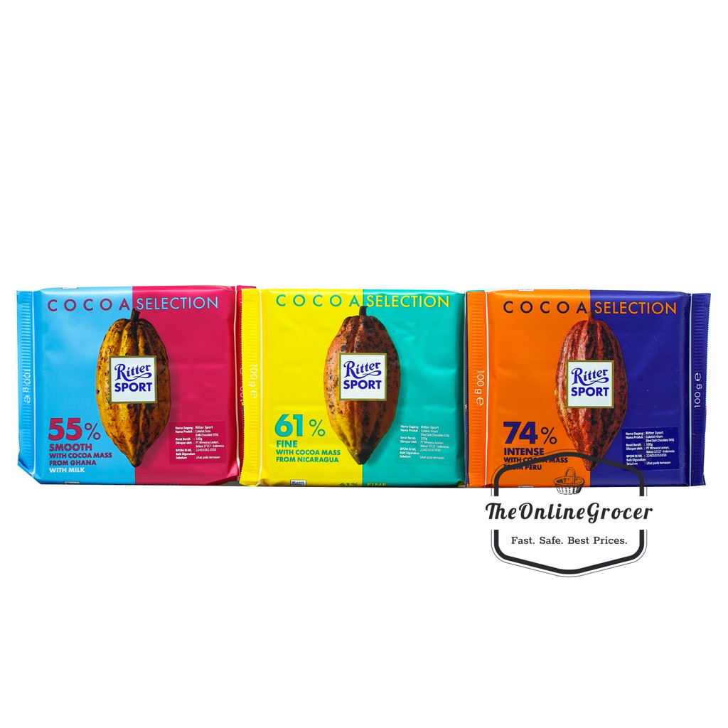 Ritter Sport Dark Cocoa Selection - Dark Chocolate - Cokelat Hitam 100gr