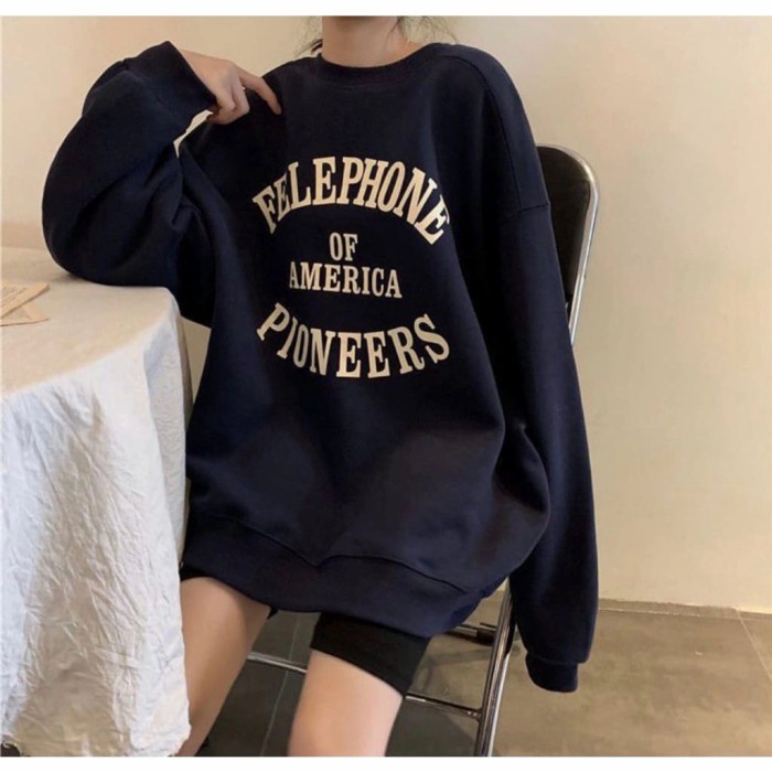 Sweater Pria Wanita Oversize/Sweater Wanita Korea Felephone M-Xxl - Mocca, M Promo