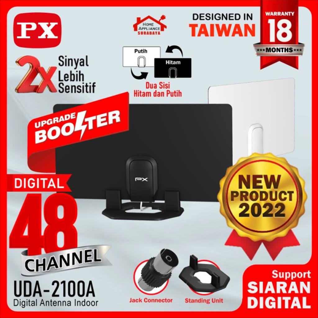 Antena TV Dinding Digital Analog Indoor DVB-T2 + Booster PX UDA-2100A