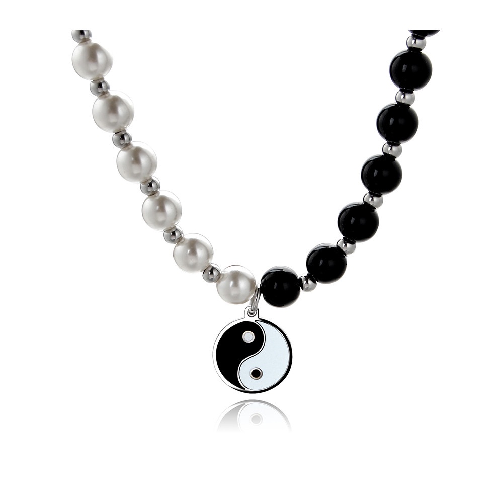 【COD Tangding】Kalung Rantai Liontin Yin Yang Hitam Putih Untuk Pria Dan Wanita