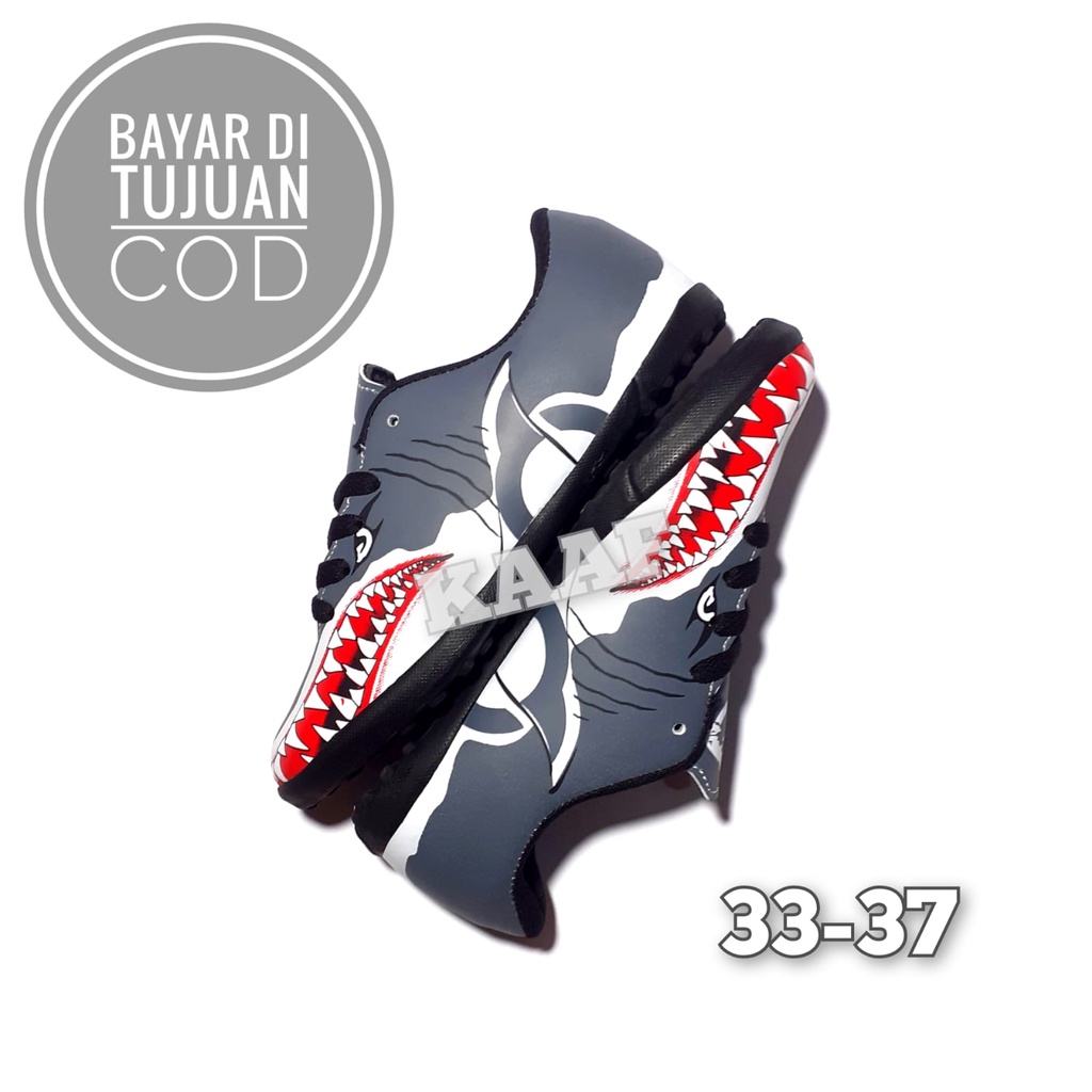 Sepatu Futsal Anak Ortuseight Catalyst Requin Hiu FG Grey White Original Brand