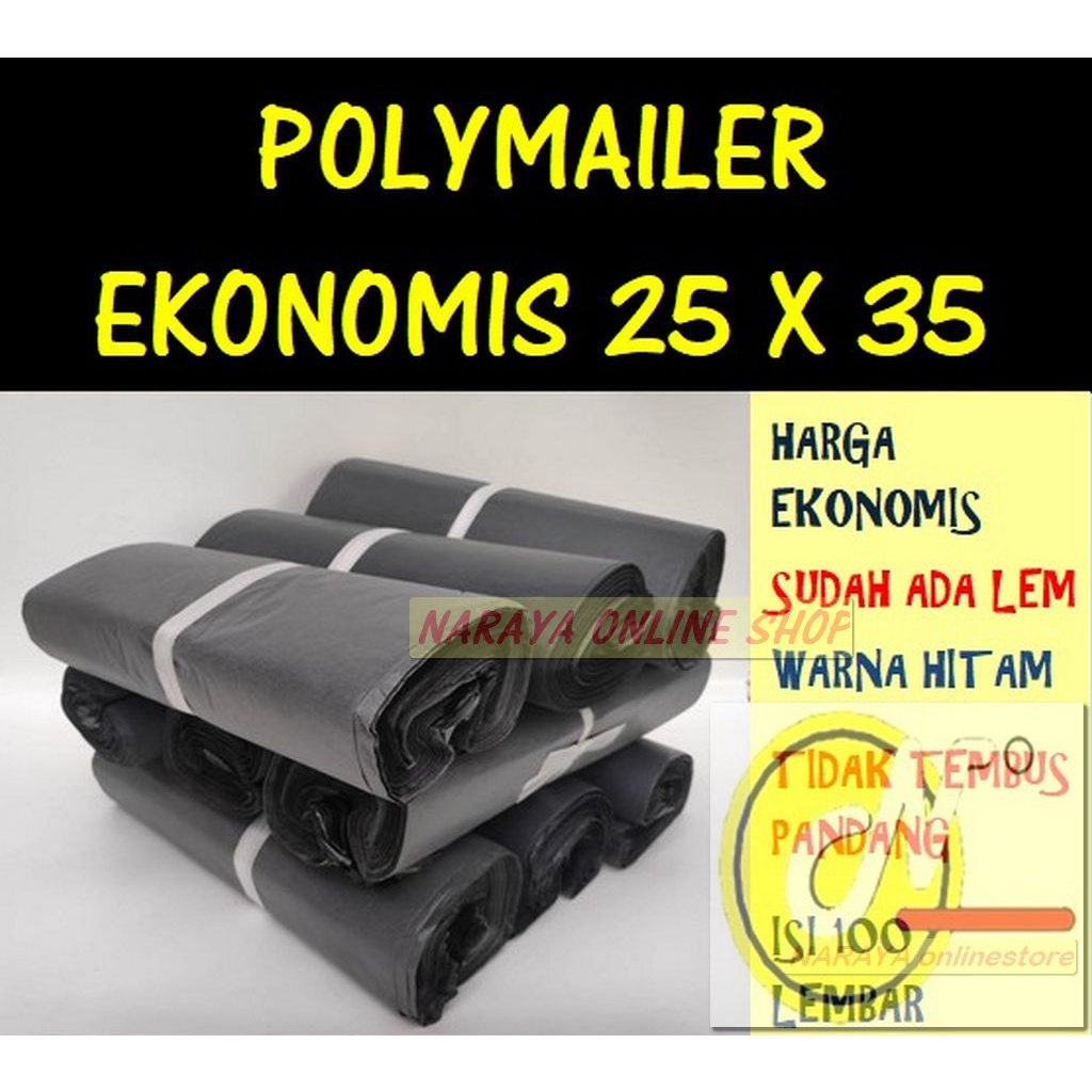 

POLYMAILER ECONOMY HITAM 25X35 ISI ±100