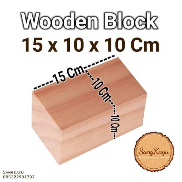 Wooden Block 15x10x10 Cm Balok kayu Wooden Cube Bahan craft dekorasi