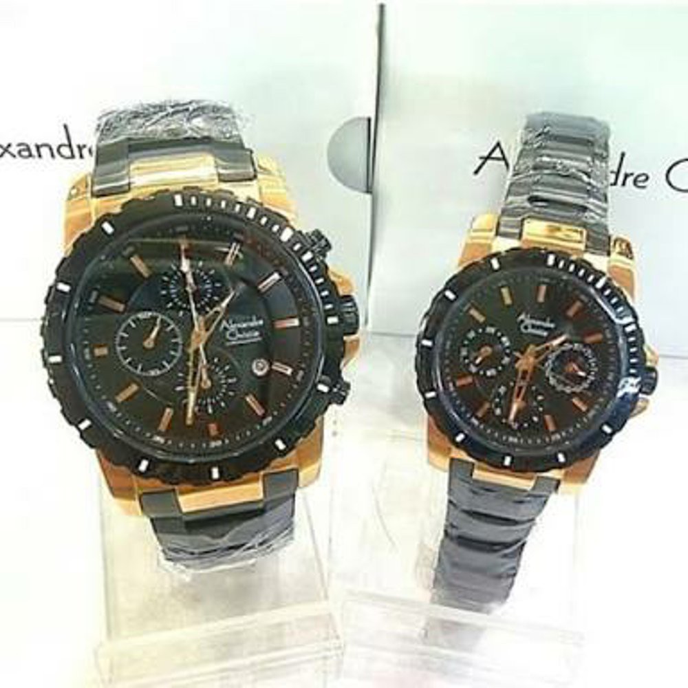 JAM TANGAN ALEXANDRE CHRISTIE AC 6141 COUPLE BLACK ROSE GOLD