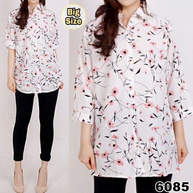 012 KEMEJA JUMBO SUNRISE Pakaian Wanita Dewasa  Gaya Kekinian Baru Murah Grosir Tanah Abang
