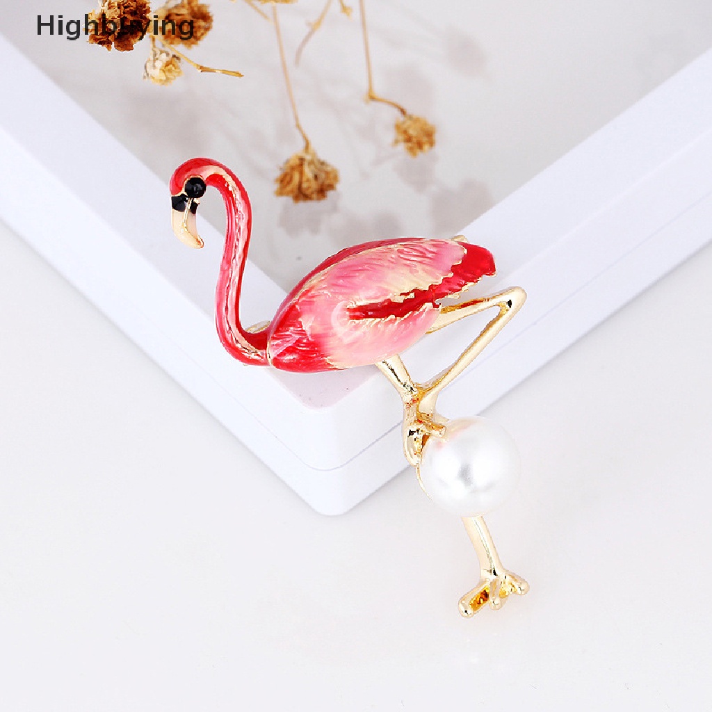 Hbid Bros Pin Enamel Desain Burung Flamingo Lucu Untuk Pria / Wanita