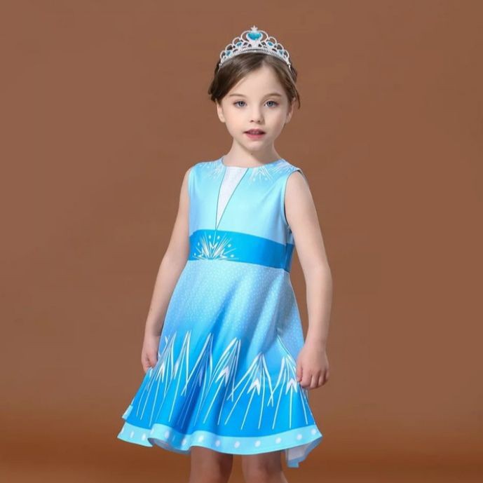baju anak dress princess frozen elsa pendek