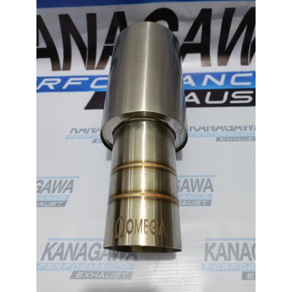 Knalpot Mobil OMEGA Racing Muffler Brong Cacing Bass Bulat Full Stainless - Exhaust tip / Ujung Mufl