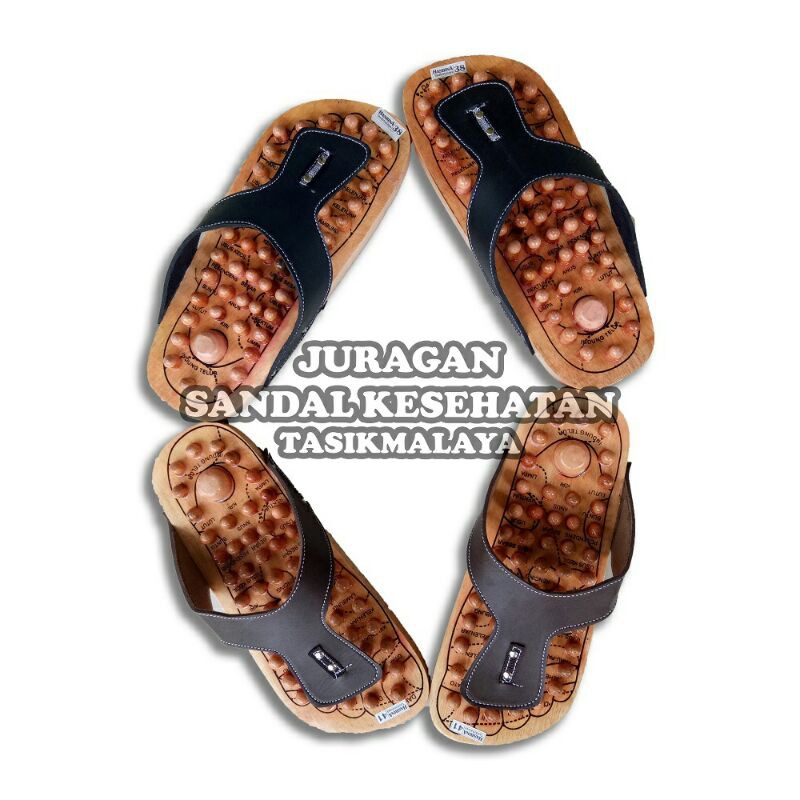 Sandal Kesehatan Kayu Jepit Gesper Sendal Slop Alas Kaki  Rematik Akupuntur Terapi Refleksi Hasbina