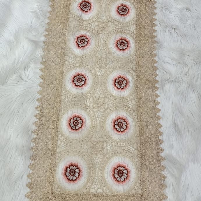 TAPLAK MEJA TAMU BORDIR RENDA KEMBANG