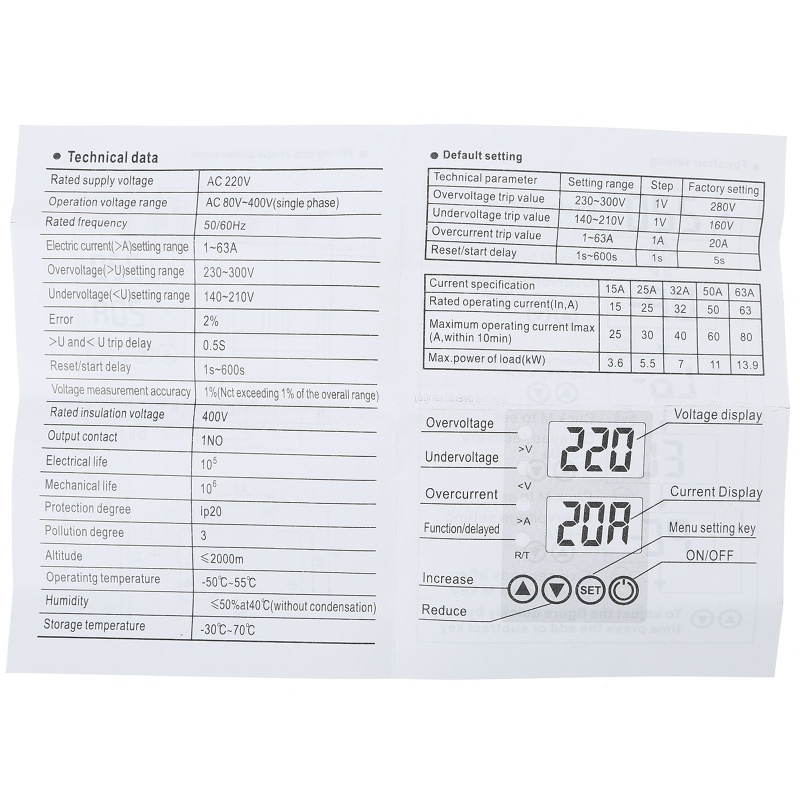 Btsg Professional 63A Din Rail Adjustable Over Voltage &amp; Under Voltage Protective Device Bahan ABS Digunakan Untuk Industria