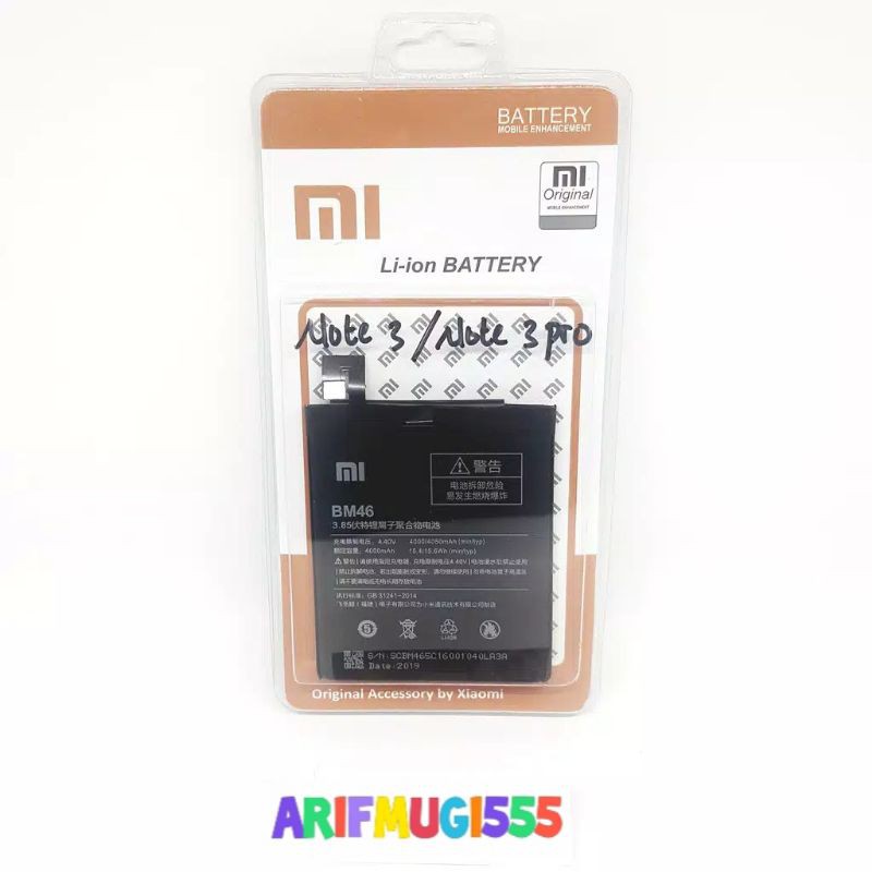 BATERAI BATTERY BATRAI XIAOMI REDMI NOTE 3 PRO NOTE 3 BM46 ORIGINAL