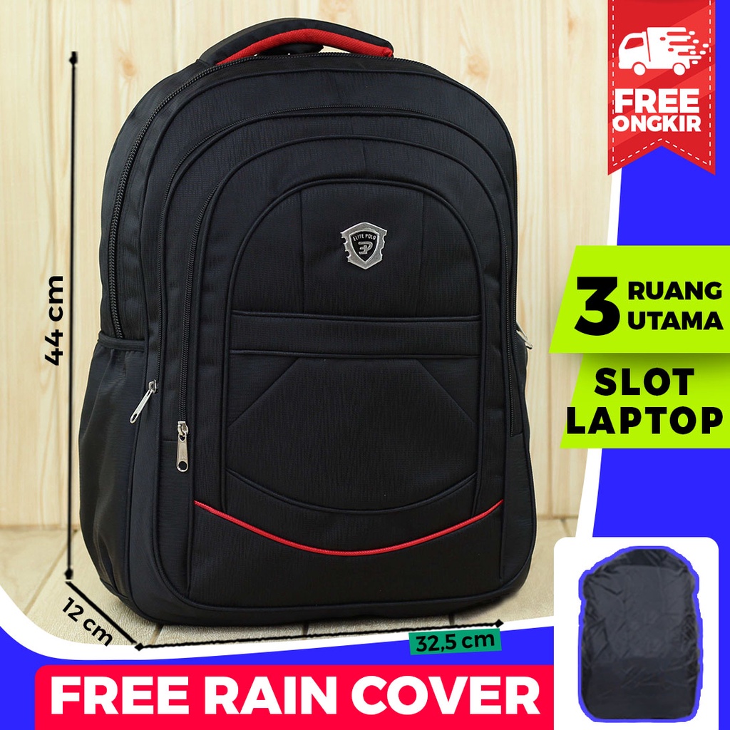 Tas Backpack Pria Ransel Cowo Elite Polo Sekolah SD SMP SMA Kuliah Laptop Kerja Murah Keren Awet