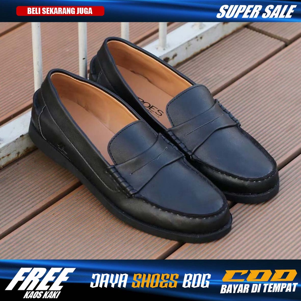 IRISH|Sepatu Casual Loafers Pria Kerja Kantor Pantofel Hitam Pria Model Selop Slop Cowok Terbaru