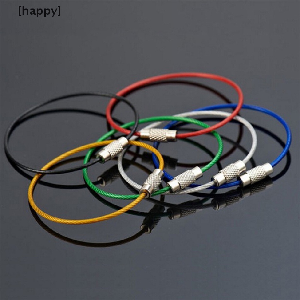 5pcs Gantungan Kunci Kabel Kawat Bahan Stainless Steel Untuk Outdoor Hiking