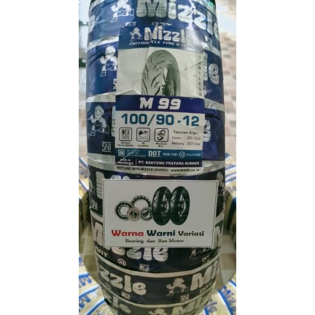 Ban Motor merk Mizzle M99 100 90 ring 12 TUBELESS Matic