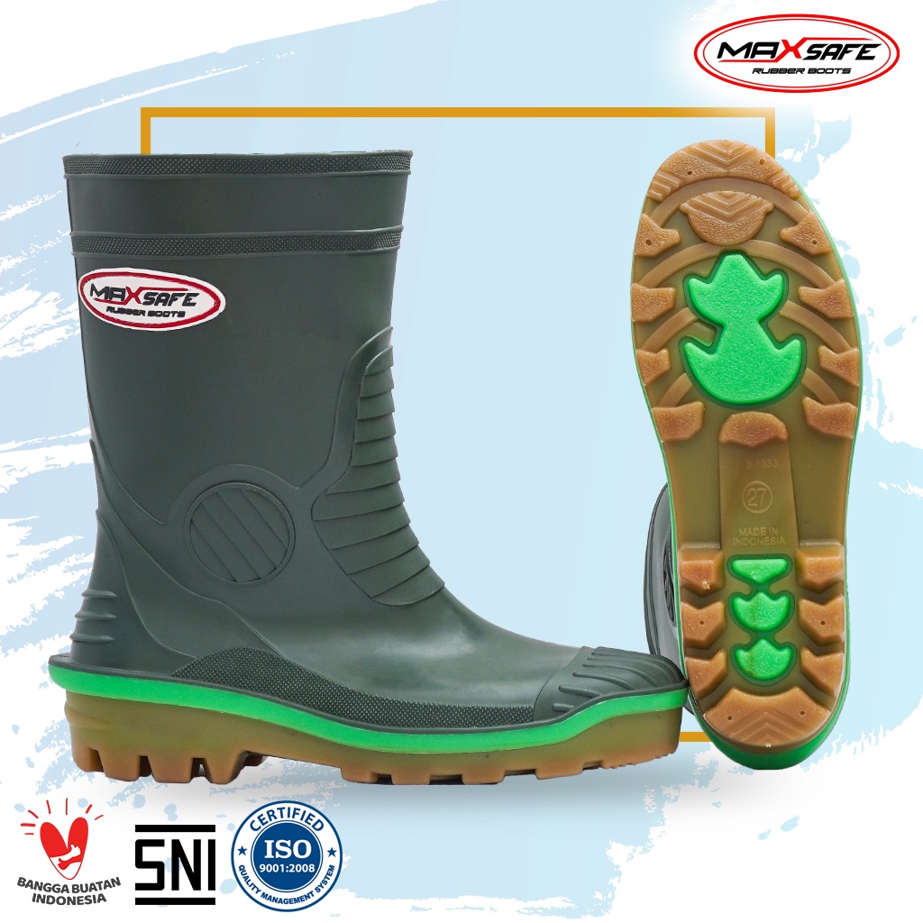 Sepatu Boot Pendek SNI Termurah Max Safe 1333 Hijau Scotlight