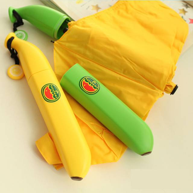 Payung Lipat Ringan Mini Portabel Umbrella Travel Anti Angin Dan Air Unik Model Pisang