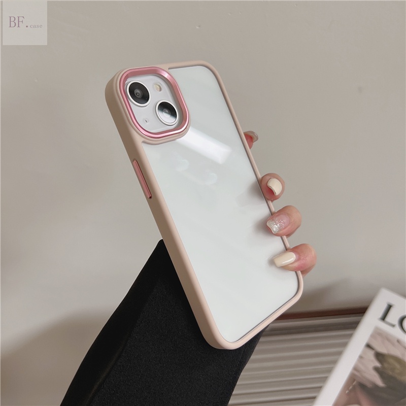 Hard Case Akrilik Transparan Frame Metal Proteksi Lensa Untuk Iphone 13pro 13mini 13promax 12mini