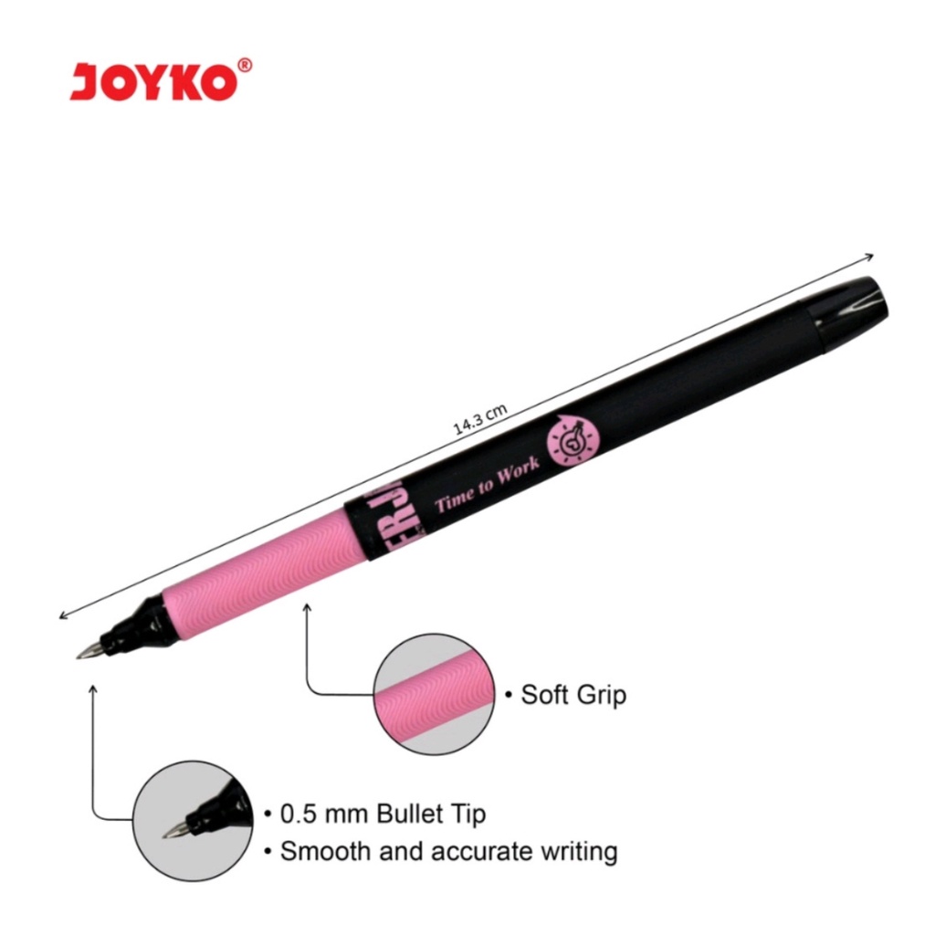 

Joyko Pulpen Gelpen GP-215 Satuan Ballpoint Pena Tinta Hitam