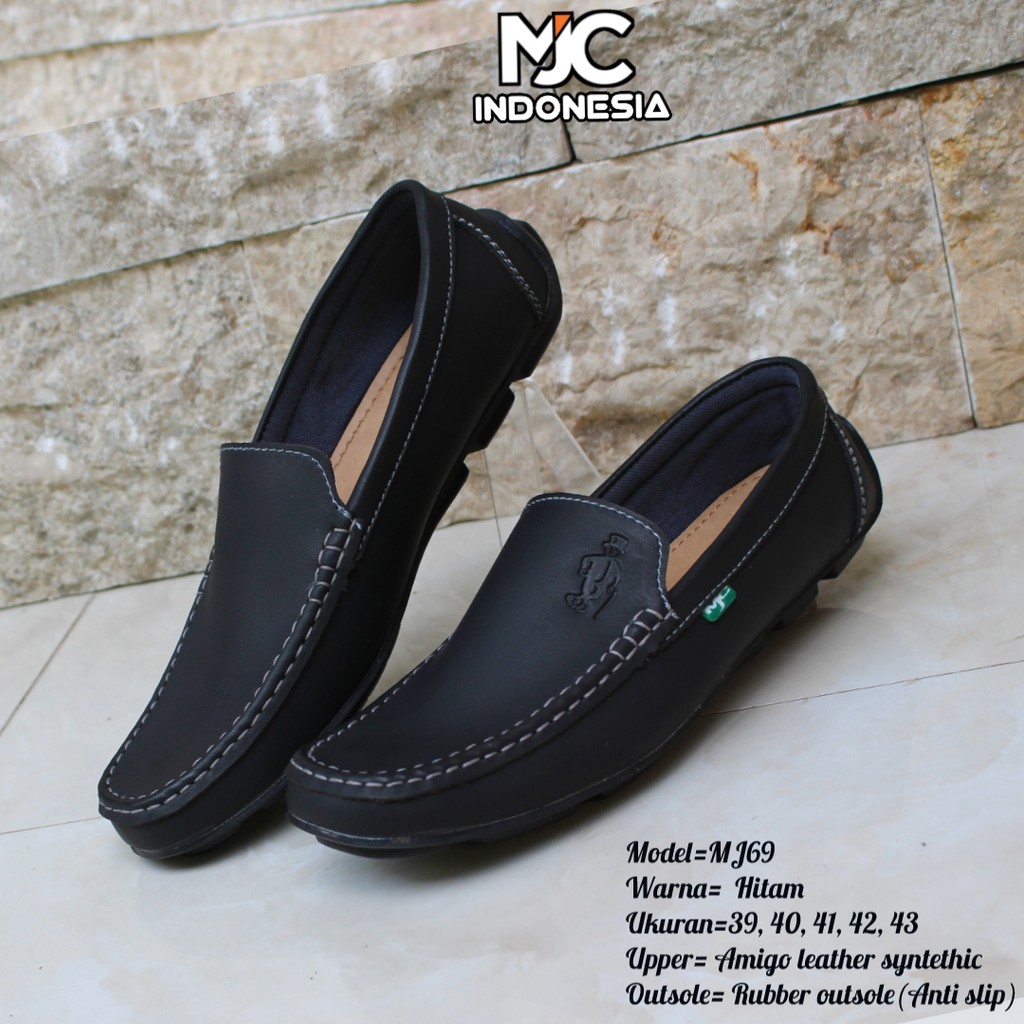 SEPATU PRIA CASUAL SLIP ON KERJA FORMAL KULIT SINTETIS ORIGINAL MJC INDONESIA MJ69h