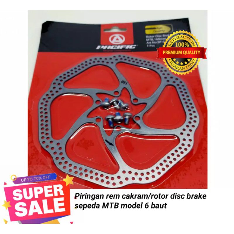 Piringan rem cakram/rotor disc brake sepeda MTB model 6 baut