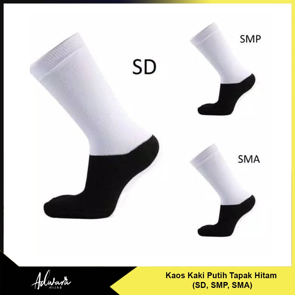 Kaos Kaki Sekolah SD SMP SMA Putih Tapak Hitam / Kaos Kaki Anak Back To School