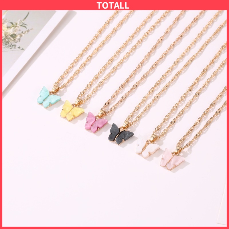 [✅READY STOCK] ✨COD✨Kalung Korea Rantai Wanita Liontin Kupu Biru Simple Necklace Klavikula  Penjualan Panas Mode