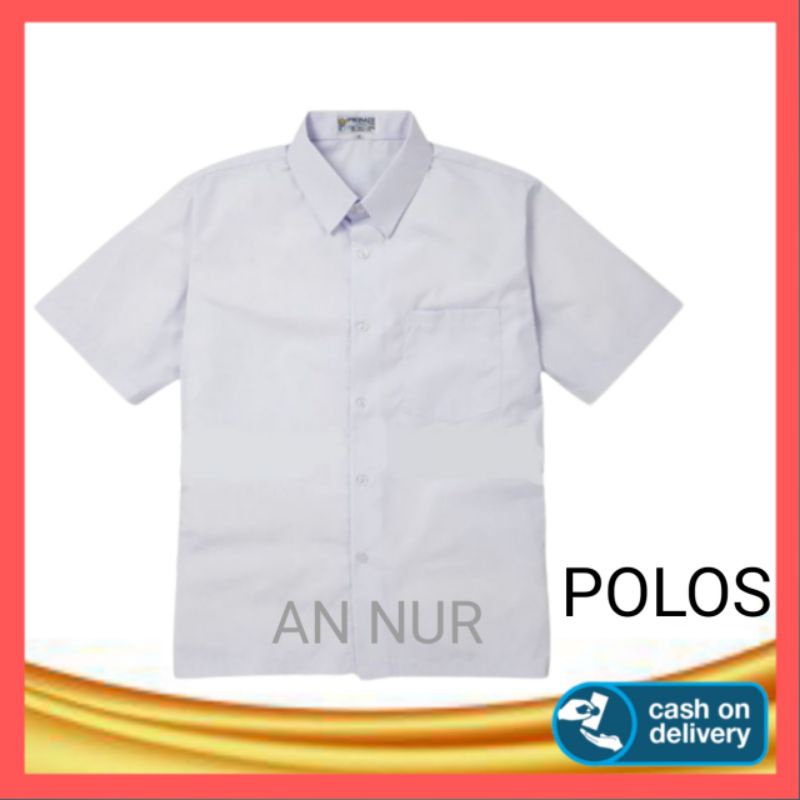 BAJU KEMEJA SERAGAM SEKOLAH SD SMP SMA PUTIH LENGAN PENDEK HEM POLOS