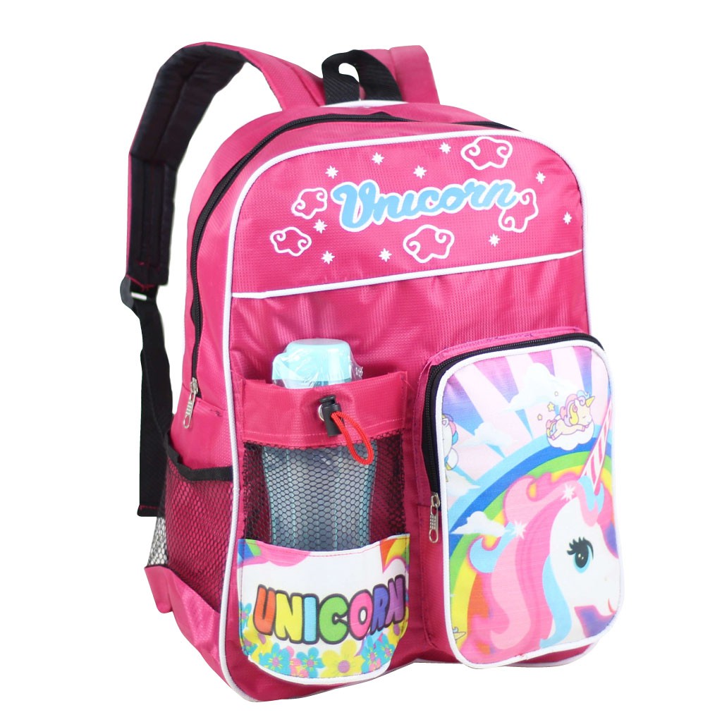 Ransel Anak Cewek TK SD Free Botol Minum Tas Gendong Anak Karakter Unicorn Pink Cantik Bagus Murah