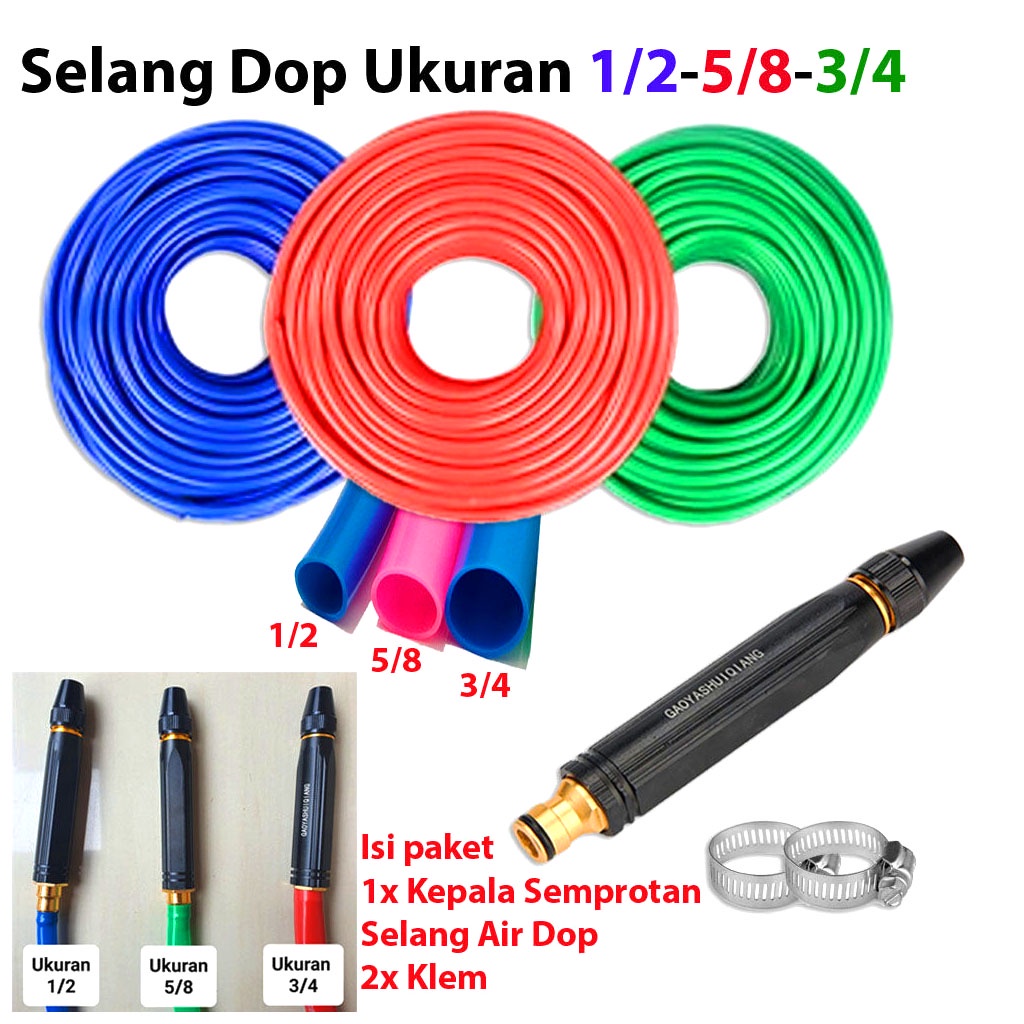 Paket Promo Selang 3/4 Set Semprotan Cuci Motor Mobil - Selang Air Dop Semprotan Air Kuningan 3/4 Inch