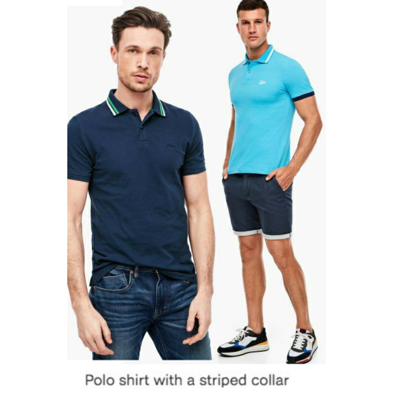 BAJU POLO PRIA S OLIVER POLO SHIRT with Striped Colar