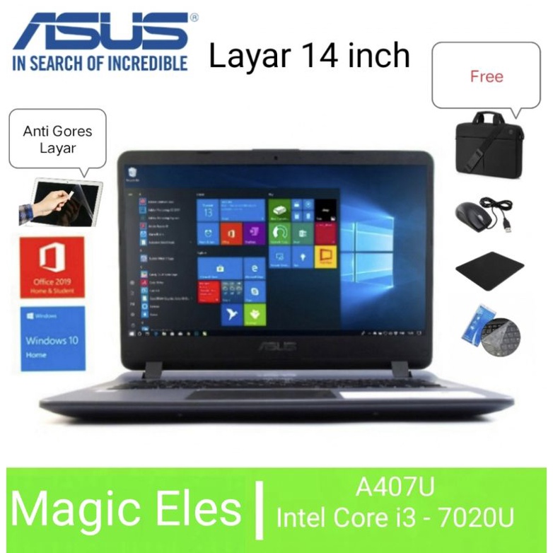 Laptop ASUS A407U Core i3 - 7020U Ram 4GB HDD 1TB Windows 10