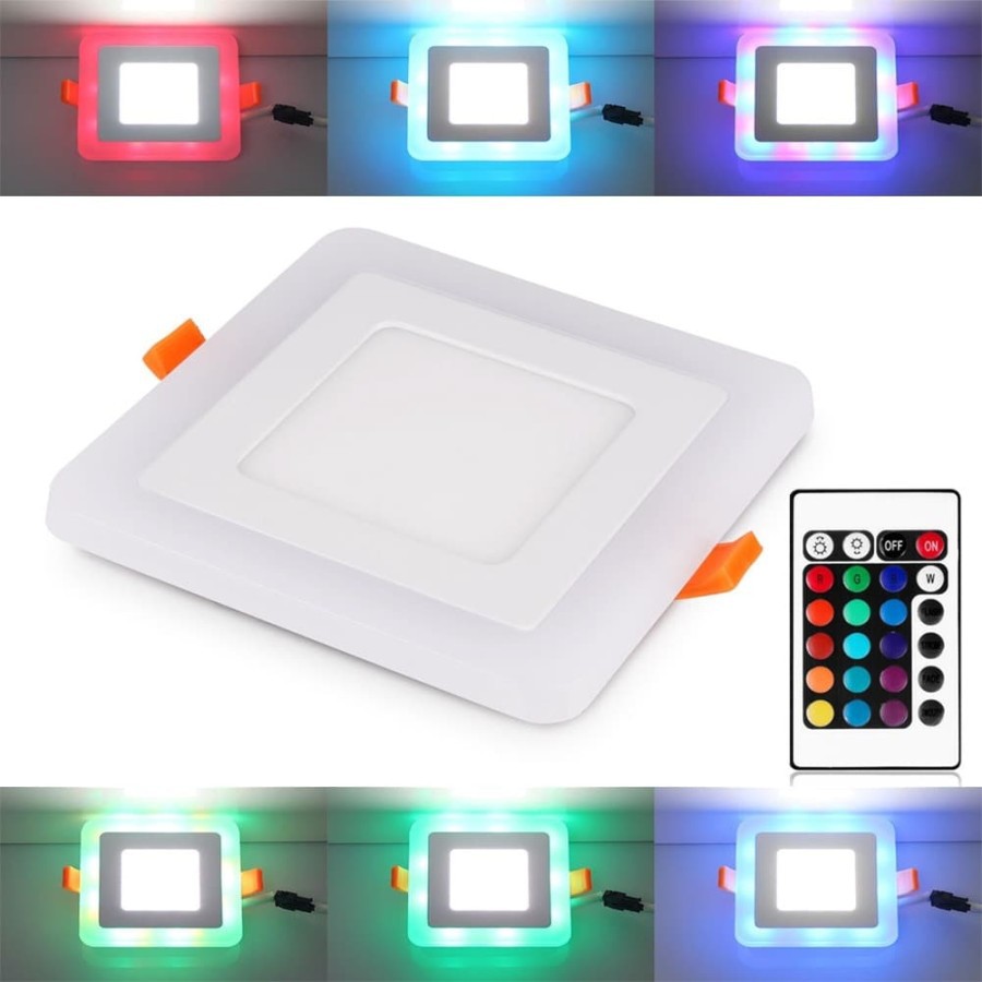 Downlight Panel Led 2 warna Inbow 6W Putih + 3W RGB Persegi