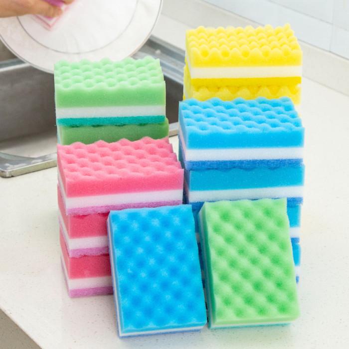 3 lapis gelombang 2   sisi  / Spons Cuci Piring Warna Warni Spon Sponge Sabut Jaring Alat Dishwashing Dapur Masak Busa Serbaguna