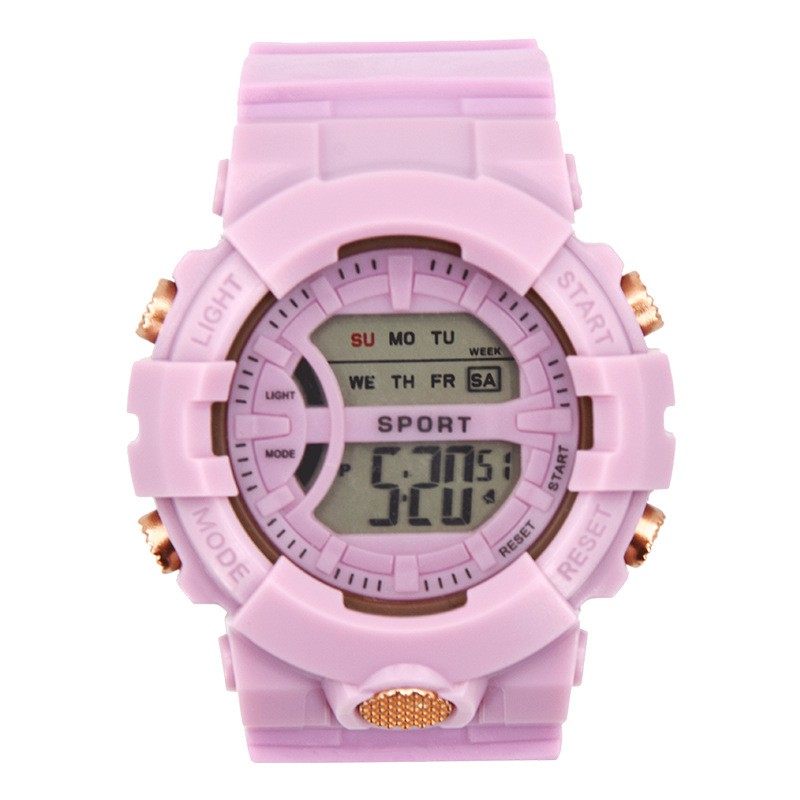 [COD] Jam Tangan Rubber Digital Sport Bulat Wanita Dan Pria Fashion Gaya Korea Import-44-9 Pink