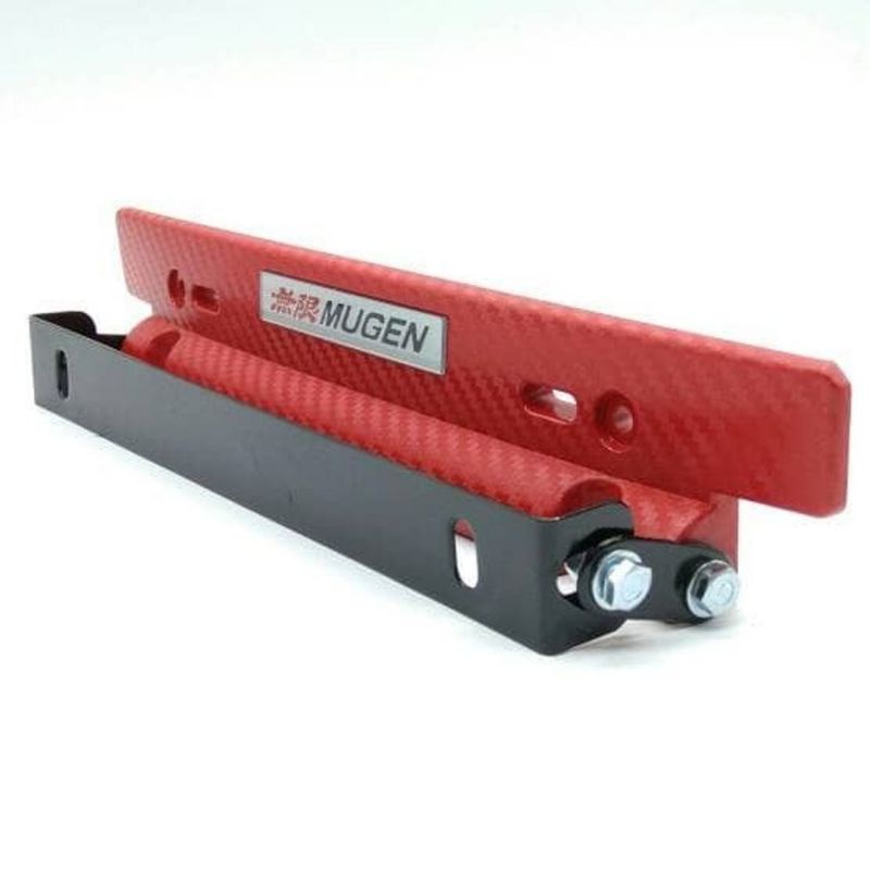 Dudukan / Tatakan Plat Nomor Mobil JDM Carbon Warna Merah Silver Biru