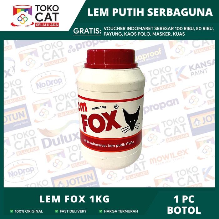 Lem Fox Putih 1 KG BOTOL / Lem Kayu Putih Fox / Lem Serbaguna