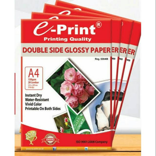 

Eprint Photo Paper Double Side Glossy A4 150gsm -20S