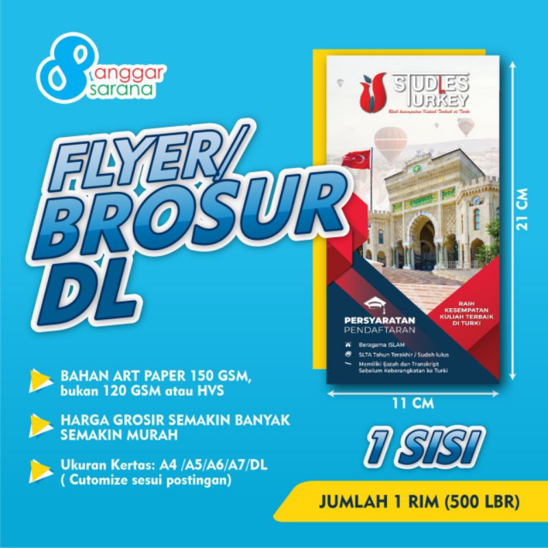 

BROSUR / FLYER BAHAN AP 150 GSM 1 SISI UKURAN DL (10x21 CM) 1 RIM