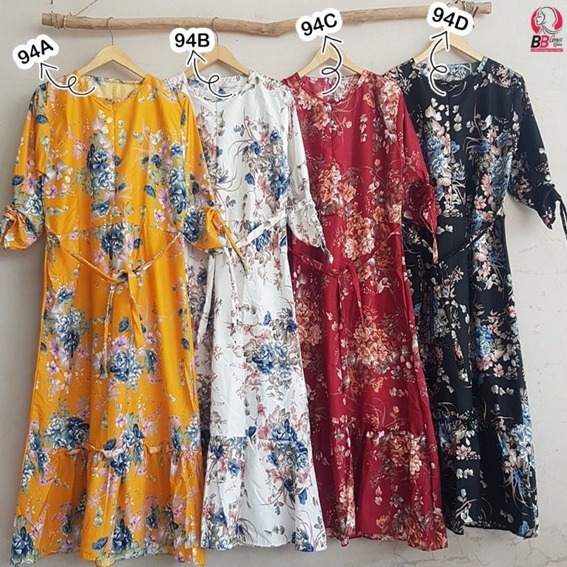 Terbaru gamis bunga sakura bahan katun premium // gamis bunga kekinian