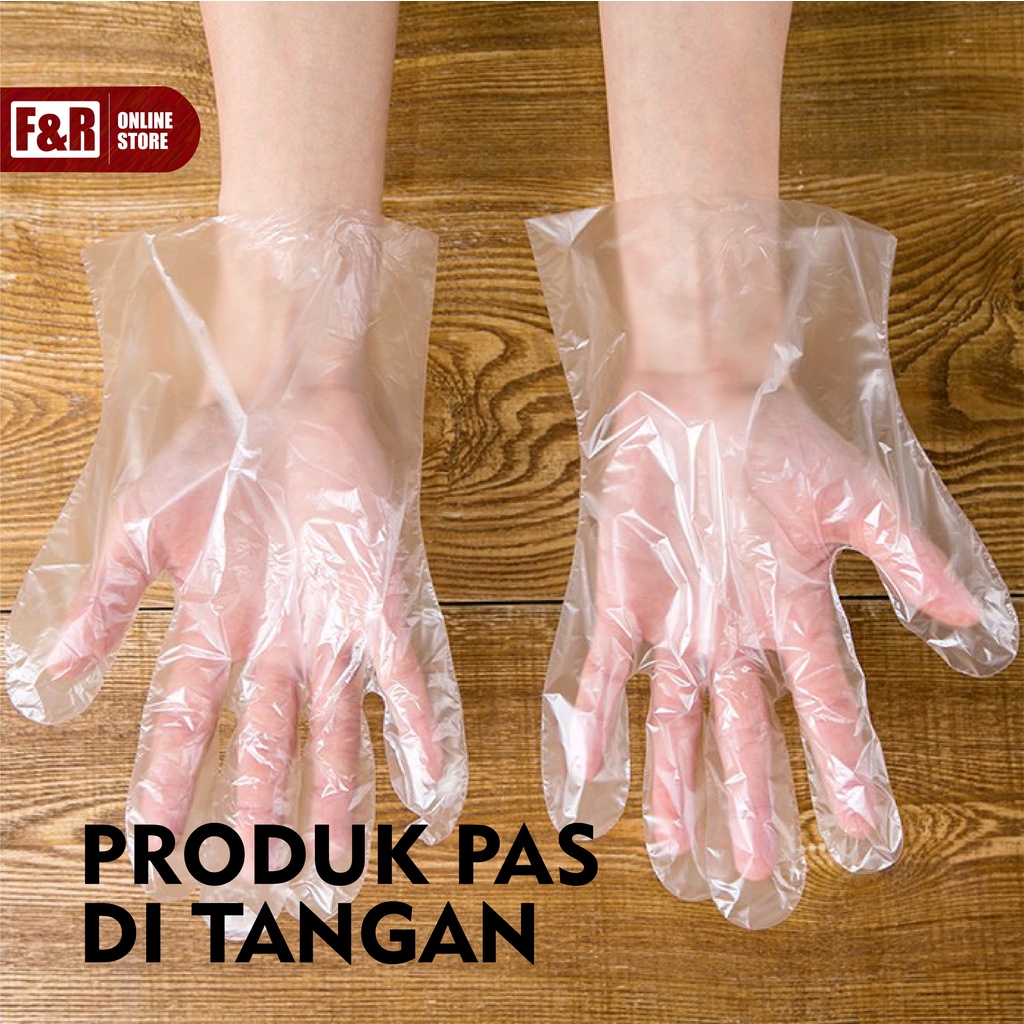 Sarung Tangan Plastik Sekali Pakai isi 100 Pcs Transparan Food Grade Disposable Plastic Gloves