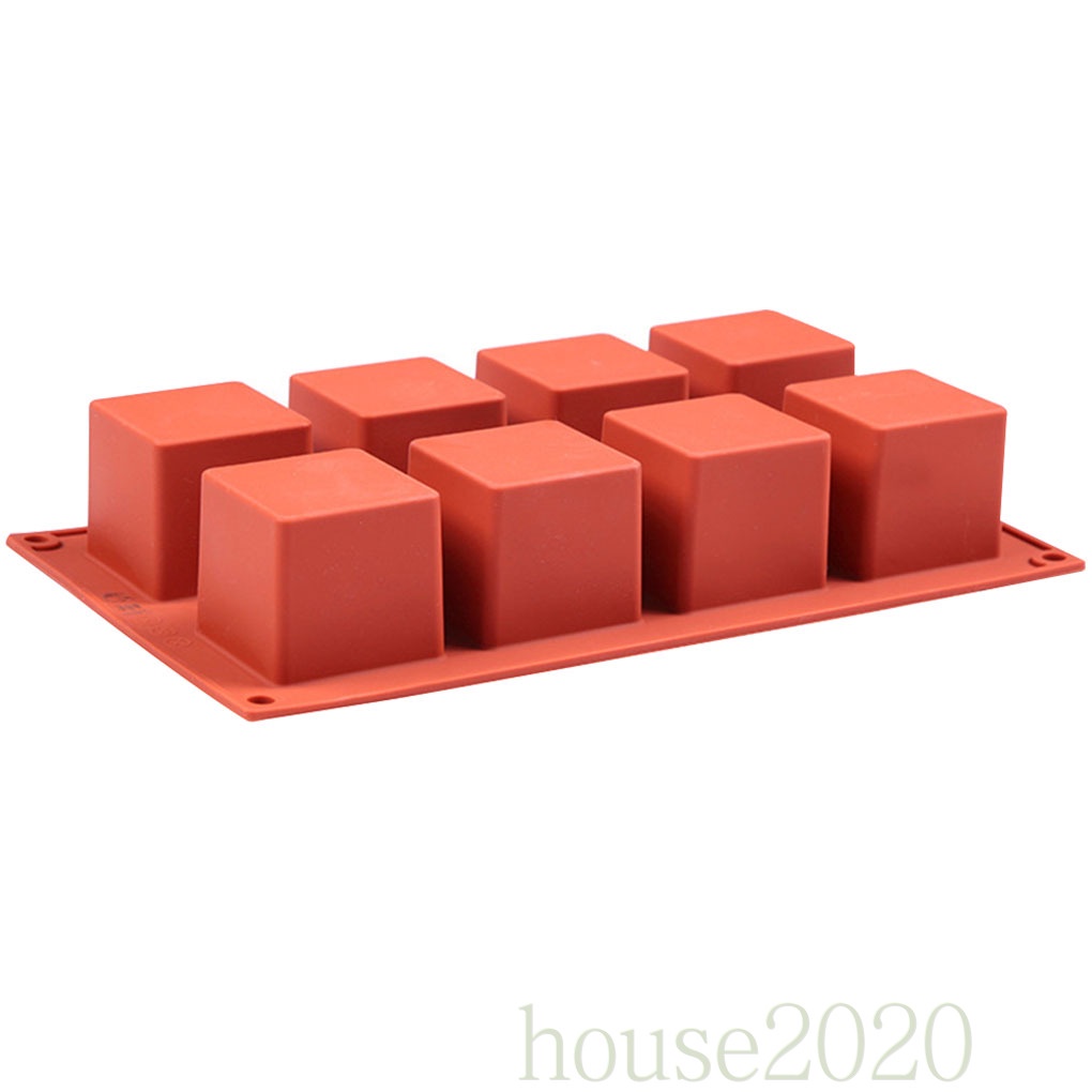 (House2020) Cetakan Kue Mousse / Es Krim / Jelly Bentuk Kotak 3d 8 Lubang Bahan Silikon